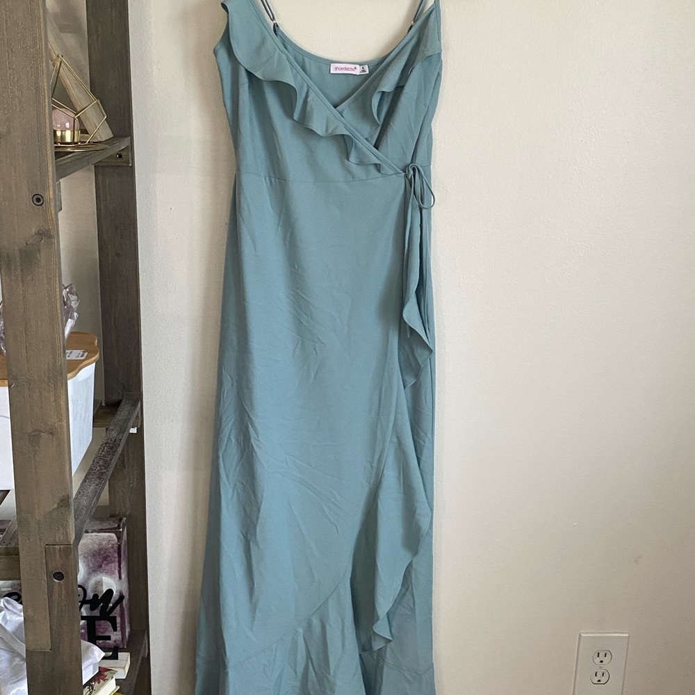 Sky blue wrap dress
